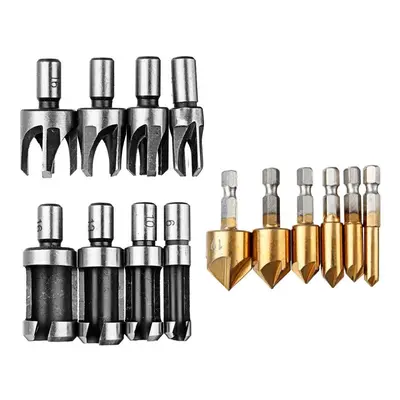 14pcs Chamfer Countersink Drill Bits Wood Plug Cutter Set