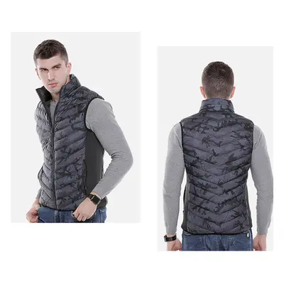 (Camouflage, XL) Electric USB Heated Warm Vest Men Women Rechargeable Heating Coat Racing Jacket