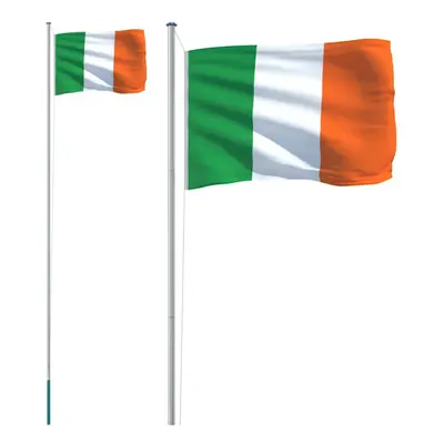 vidaXL Ireland Flag and Pole 6.23 m Aluminium Outdoor Garden Camper Flag Pole