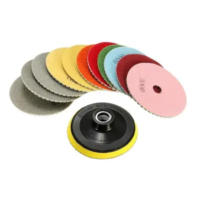 12pcs Inch Grit Diamond Polishing Pads Set for Granite Concrete Marble