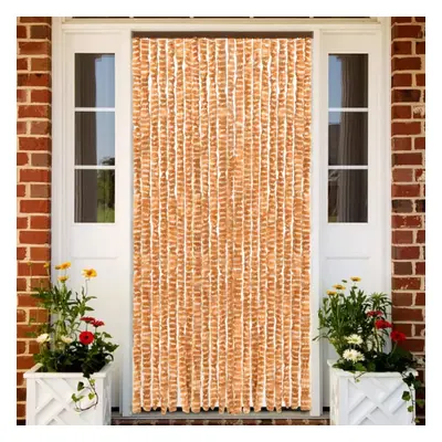 vidaXL Insect Curtain Ochre and White 90x220 cm Chenille Doorway Screen Blind