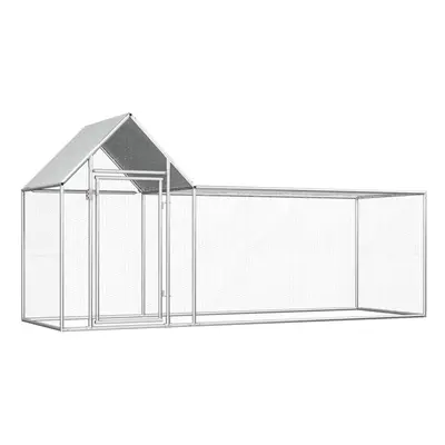 vidaXL Chicken Coop 3x1x1.5m Galvanised Steel Hen House Poultry Hutch Run Nest