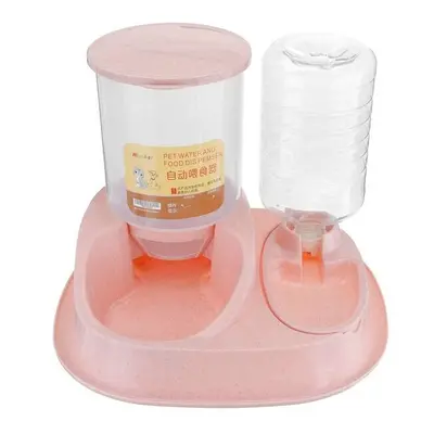 (Pink) Pet Water Dispenser Drinking Bottle Automatic Food Smart Feeder