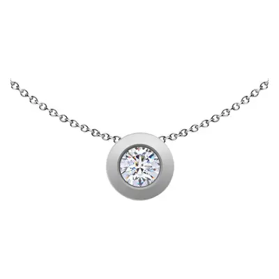 Jewelco London 9ct White Gold Cubic Zirconia Donut Bezel Solitaire Slider Pendant Necklace 4mm -