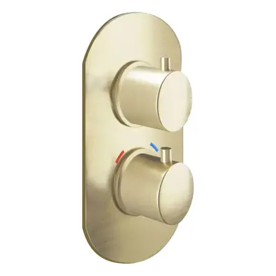 Nes Home Round Dials Concealed Thermostatic Shower Mixer Valves Brushed Brass