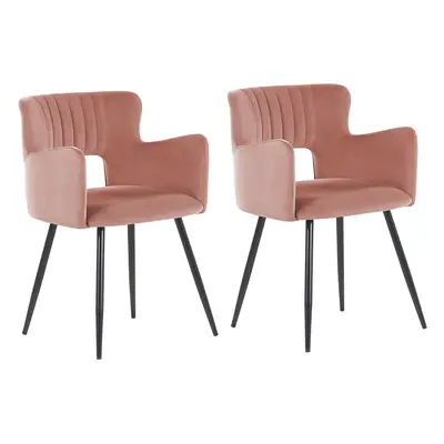 Set of Dining Chairs SANILAC Velvet Pastel Pink