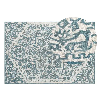 Wool Area Rug x cm White and Blue AHMETLI