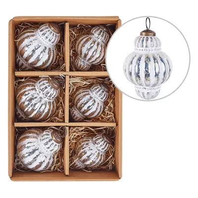 Set of Glass Baubles Silver CREMEUX