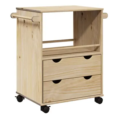 vidaXL Kitchen Trolley Rolling Cart Serving Trolley Bar Cart Solid Wood Pine