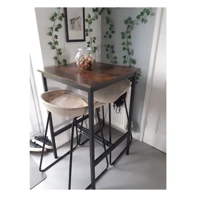 Industrial Bar Table Breakfast Kitchen Dining Room Furniture Vintage Tall Square