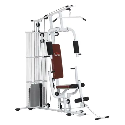 HOMCOM Multifunction Home Gym Weight Training Station Machine White