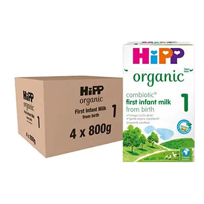 HiPP Organic First Infant Baby Milk Powder Formula, From Birth, 800g (Pack of 4)