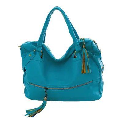 (Blue) Handbags PU Leather Rivet Tassel Shoulder Crossbody Bags