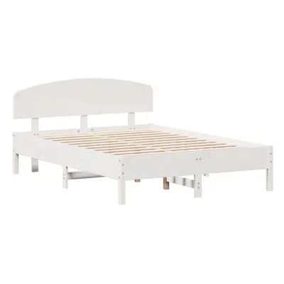 (white, x cm) vidaXL Bed Frame with Headboard Bedstead Bed Base 120x200 cm Solid Wood Pine