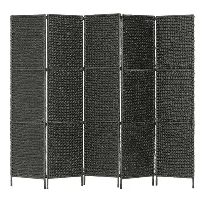 vidaXL 5-Panel Room Divider Black 193x160cm Water Hyacinth Privacy Screen