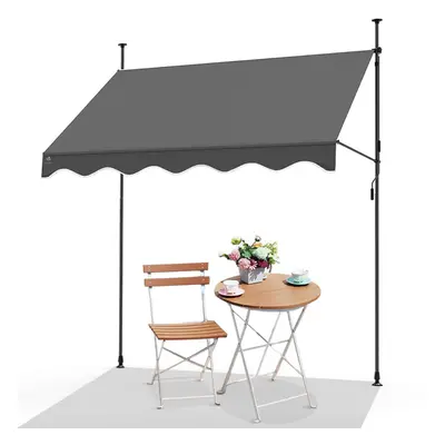 VOUNOT x 1.2m Patio Telescopic Awning, Retractable Manual Awning, Adjustable Waterproof Canopy w