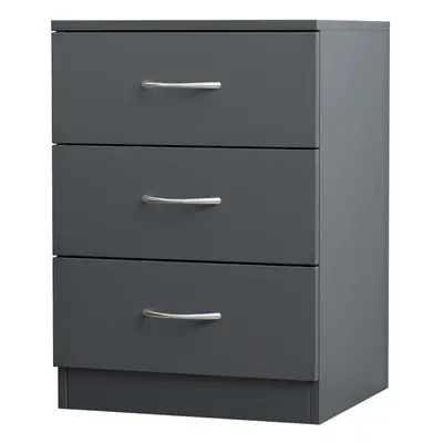 (3 Drawer-With Metal Handles, Grey) NRG Chest of Drawers With Metal Handles Bedroom Furniture St