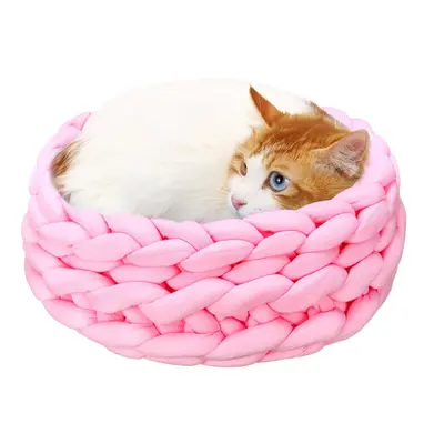 (Type E) 40CM Handmade Knitting Pet Cat Dog Pet Bed Nests House Cushion Mat Pad Washable