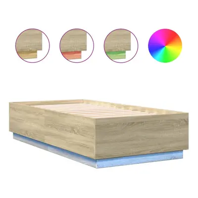 (sonoma oak, x cm) vidaXL Bed Frame with LED Lights Bed Base Mattress Foundation Engineered Wood