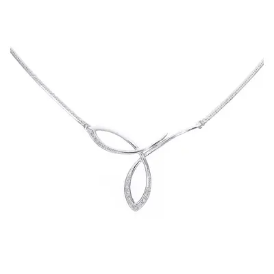 Jewelco London 9ct Yellow Gold Round 3pts Diamond Tri Arc Wishbone Lavalier Necklace inch 46cm -