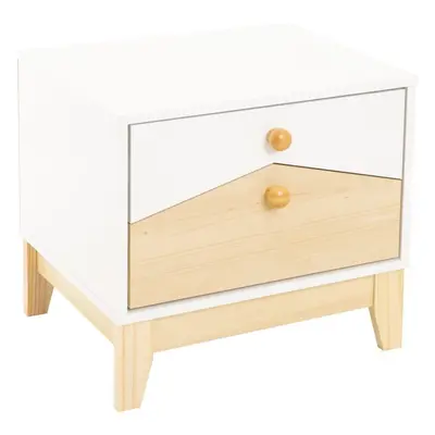 Cody Drawer Bedside in White and Pine Effect Finish