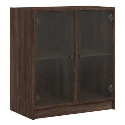 (brown oak) vidaXL Side Cabinet with Glass Doors Home Storage Cabinet Cupboard Side Board