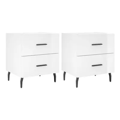 (high gloss white, pcs) vidaXL Bedside Cabinets Nightstand Bedside Table pcs White Engineered Wo