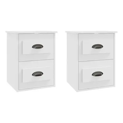 (white, pcs) vidaXL Wall-mounted Bedside Cabinets Floating Storage Cabinets Hanging Cabinet