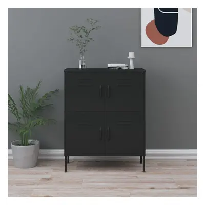 vidaXL Storage Cabinet Black Steel Living Room Sideboard Cupboard Bookcase