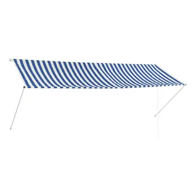 vidaXL Retractable Awning 350x150cm Blue and White Canopy Shade Sun Screen