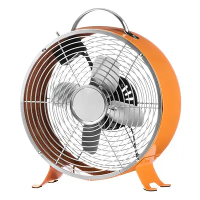 Portable Retro Desk Fan with Speeds, Orange