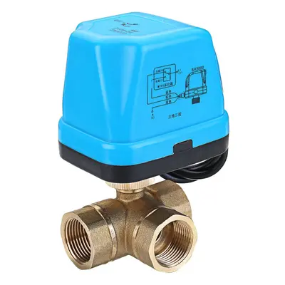 (3/4 inch) 1/2" 3/4" 1" Blue Shell Way Motorized Electric Brass T Ball Valve Wire AC 220V Full P