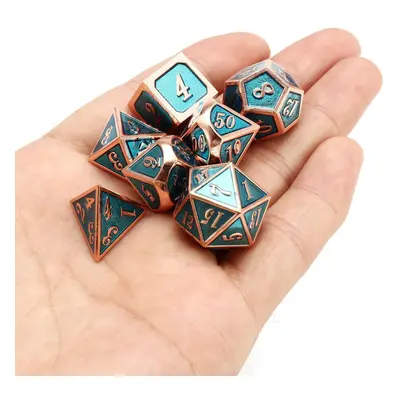 () 7pcs Zinc Alloy Multisided Dices Set Enamel Embossed Heavy Metal Polyhedral Dice With Bag