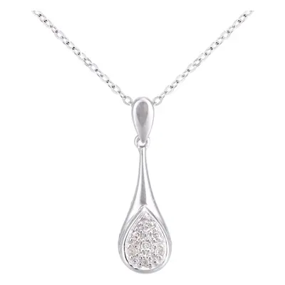 Jewelco London 9ct White Gold Round 2pts Diamond Stick Pendant Necklace inch 46cm - PP0AXL5951W