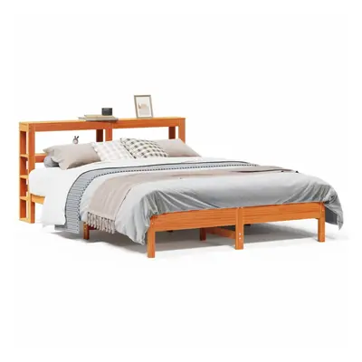 vidaXL Bed Frame with Headboard Bed Base Wax Brown 160x200 cm Solid Wood Pine