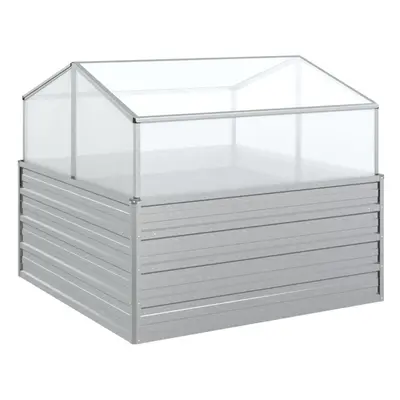 vidaXL Garden Raised Bed with Greenhouse 100x100x85 cm Silver Flower Box Pot