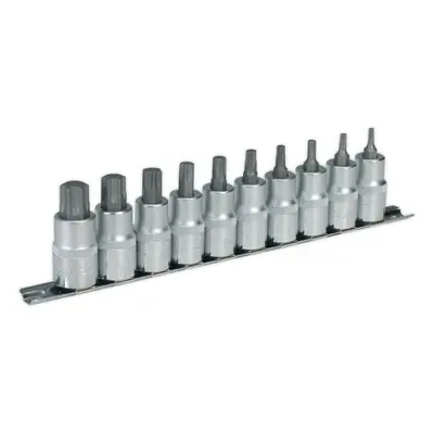 10 PACK TRX Star Socket Bit Set - 1/2" Square Drive - T20 to T70 TORX Knurled