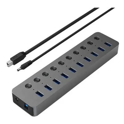 (EU Plug) Aluminum Port USB3.0 Hub Adaptor With Individual Power Switch 5GBPs USB 3.0 Hub for iP