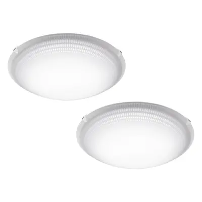 2 PACK Wall Flush Ceiling Light Colour White Shade White Clear Glass LED 11W