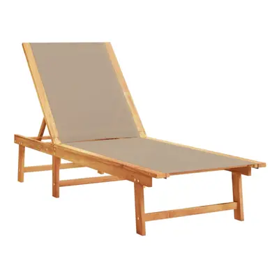 (taupe, sun lounger) vidaXL Sun Lounger Bed Outdoor Garden Recliner Solid Acacia Wood and Textil