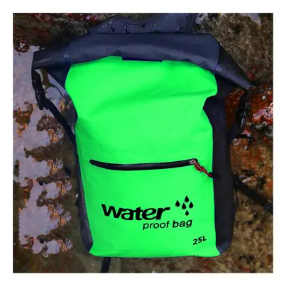 (Green) 25L Outdoor Portable Folding Waterproof Backpack Sports Rafting Kayaking Canoeing Travel