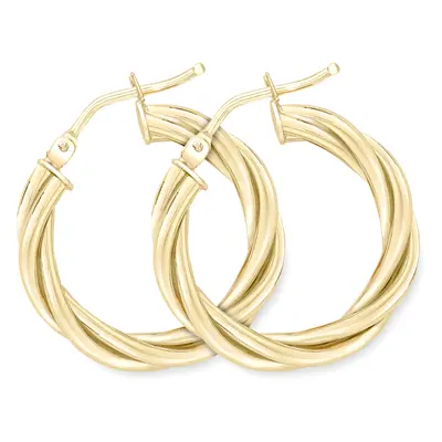 Jewelco London 9ct Gold Twist Hoop Earrings - ERNR02959