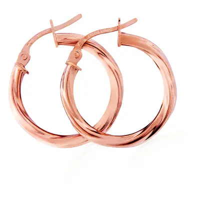 Jewelco London 9ct Rose Gold Twist Hoop Earrings - ERNR02892