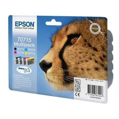 EPSON Cheetah T0715 Cyan, Magenta, Yellow & Black Ink Cartridges - Multipack, Cyan