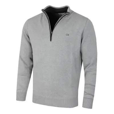 (M, Silver) Calvin Klein Mens Knit Cotton 1/2 Zip Golf CK Top Sweater