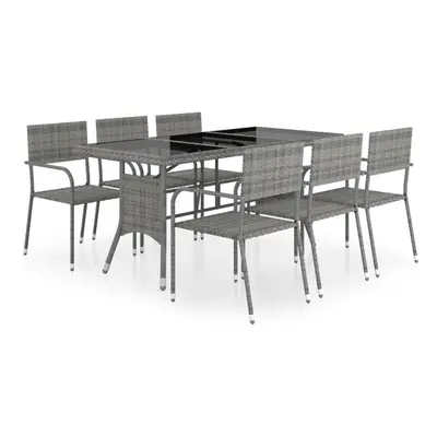 vidaXL Garden Dining Set Piece Poly Rattan Anthracite & Grey Chairs Table