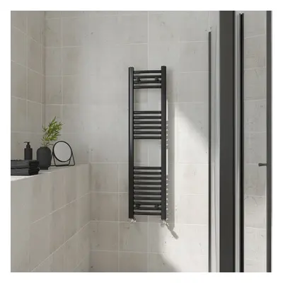 (Curved, 1200x300mm) Warmehaus Heated Towel Rail Black Bathroom Ladder Style Radiator Central He