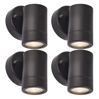 4 PACK Dimmable Outdoor IP44 Downlight - 7W GU10 LED - Matt Black & Glass