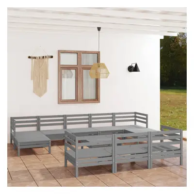 vidaXL Garden Lounge Set Outdoor Lounge Set Piece Grey Solid Wood Pine