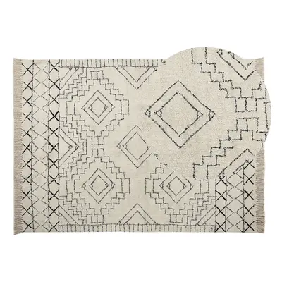 Cotton Area Rug x cm Beige and Black ZEYNE